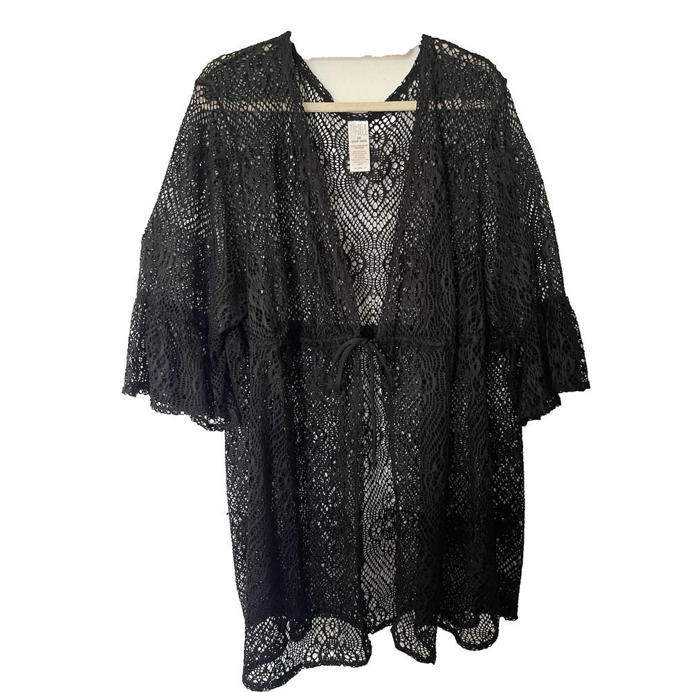 Time and Tru Women's Coverup Black Beach Plus Size 3X (24W-26W)